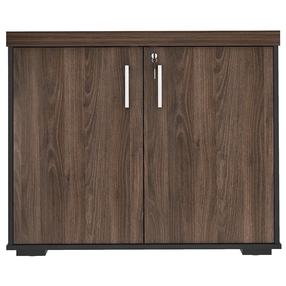 Conjunto Escritório Home Office 3 Peças Mesa em L Corp A06 Charuto/Preto - Mpozenato