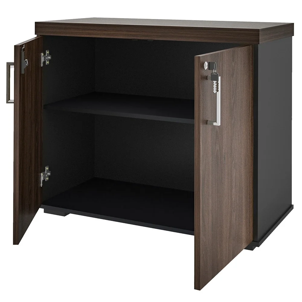 Conjunto Escritório Home Office 3 Peças Mesa em L Corp A06 Charuto/Preto - Mpozenato