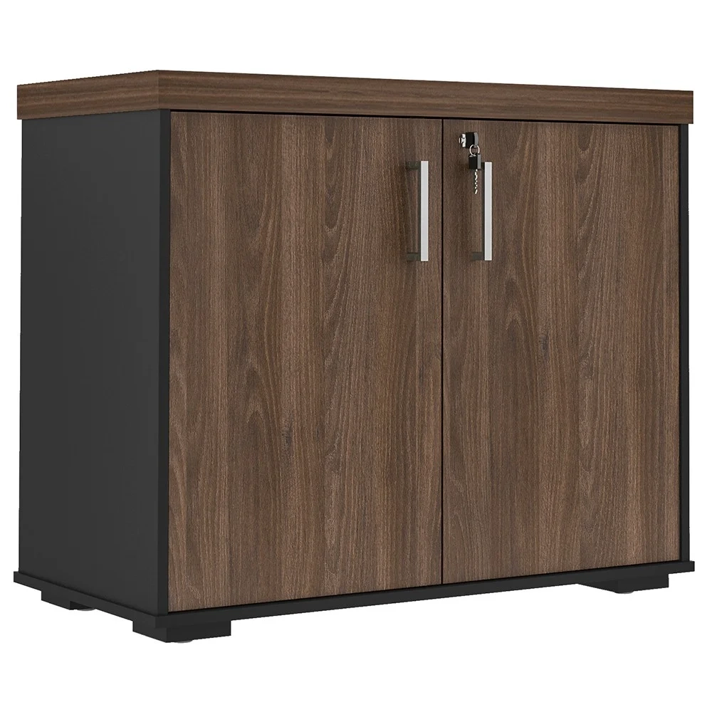 Conjunto Escritório Home Office 3 Peças Mesa em L Corp A06 Charuto/Preto - Mpozenato