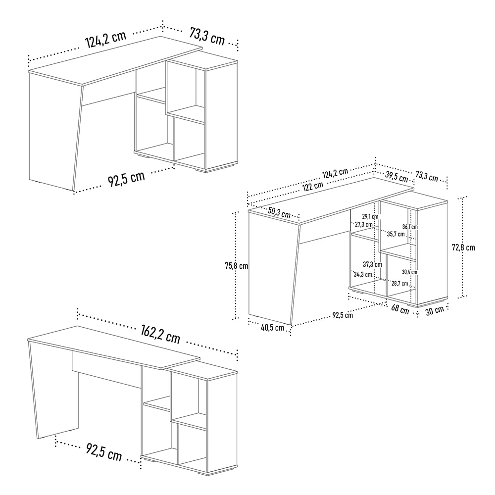 Kit 2 Mesas Escrivaninha 2 em 1 com Nichos Arbo A06 Ipê/Branco - Mpozenato
