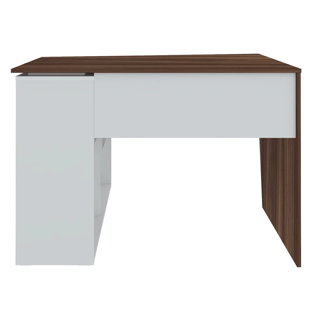 Kit 2 Mesas Escrivaninha 2 em 1 com Nichos Arbo A06 Ipê/Branco - Mpozenato