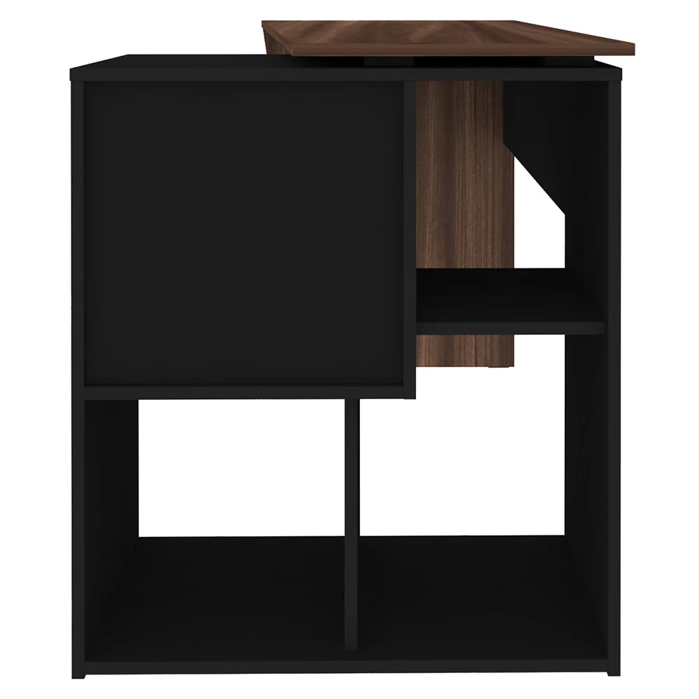 Kit 2 Mesas Escrivaninha 2 em 1 com Nichos Arbo A06 Ipê/Preto - Mpozenato