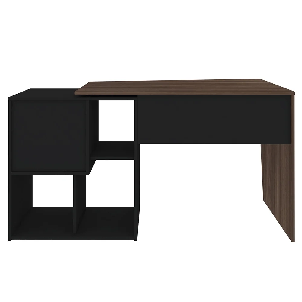 Kit 2 Mesas Escrivaninha 2 em 1 com Nichos Arbo A06 Ipê/Preto - Mpozenato