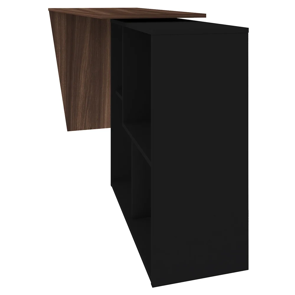 Kit 2 Mesas Escrivaninha 2 em 1 com Nichos Arbo A06 Ipê/Preto - Mpozenato