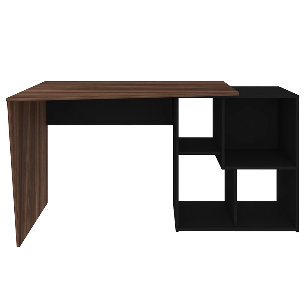 Kit 2 Mesas Escrivaninha 2 em 1 com Nichos Arbo A06 Ipê/Preto - Mpozenato