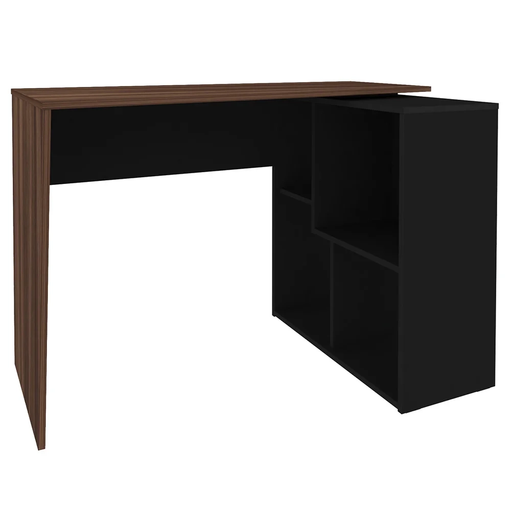 Kit 2 Mesas Escrivaninha 2 em 1 com Nichos Arbo A06 Ipê/Preto - Mpozenato