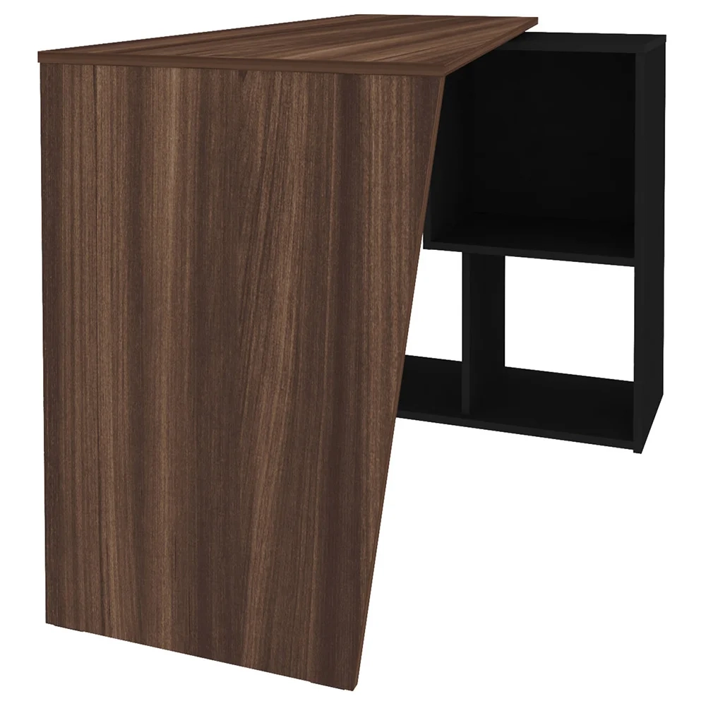 Kit 2 Mesas Escrivaninha 2 em 1 com Nichos Arbo A06 Ipê/Preto - Mpozenato