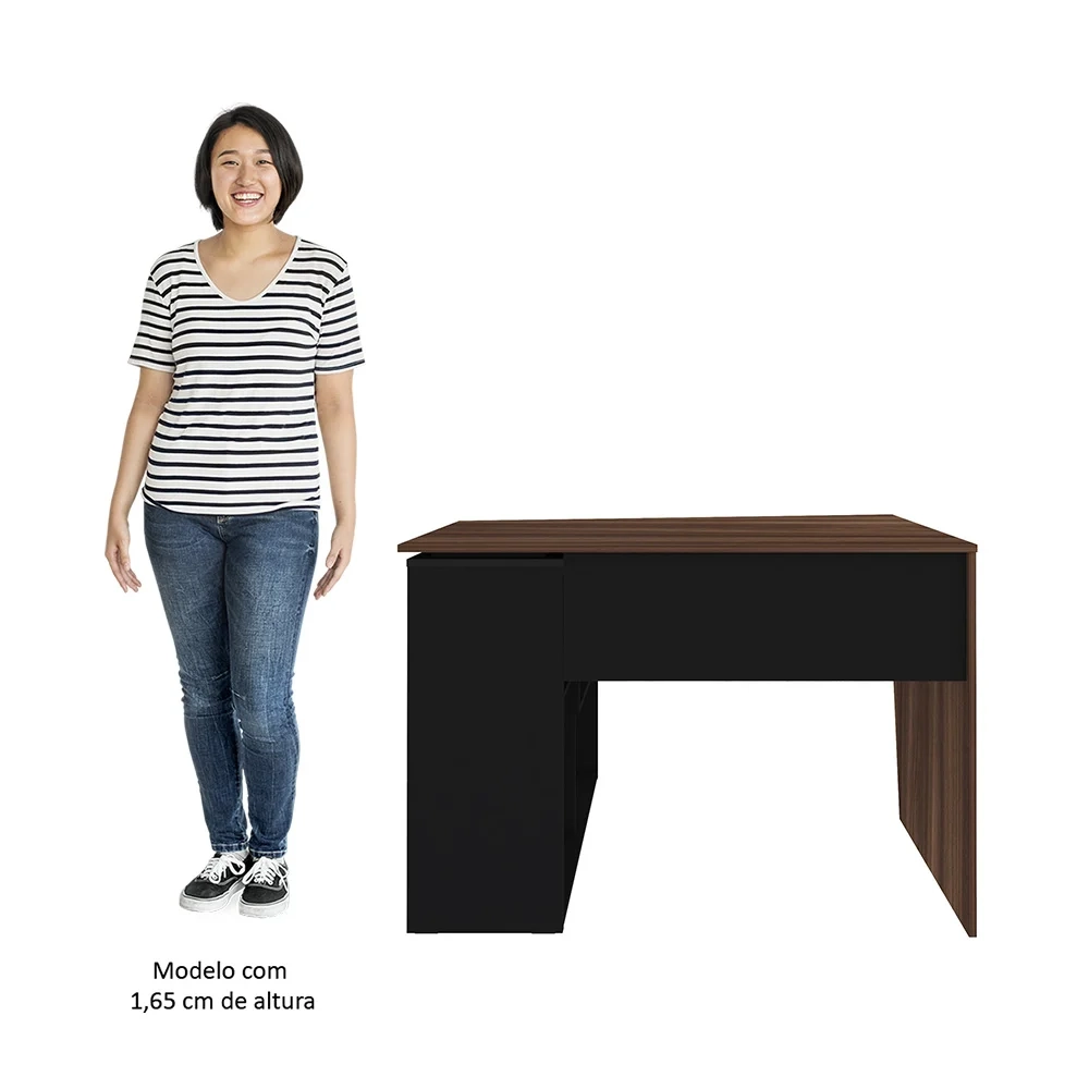 Kit 2 Mesas Escrivaninha 2 em 1 com Nichos Arbo A06 Ipê/Preto - Mpozenato