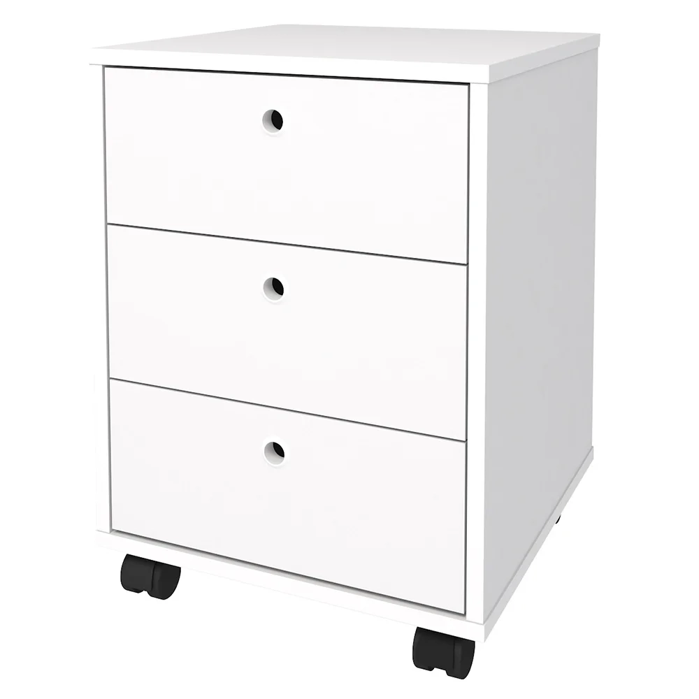 Mesa Escrivaninha 150cm Cris Tampo Vidro e Gaveteiro 3 Gavetas Nil A06 Branco - Mpozenato