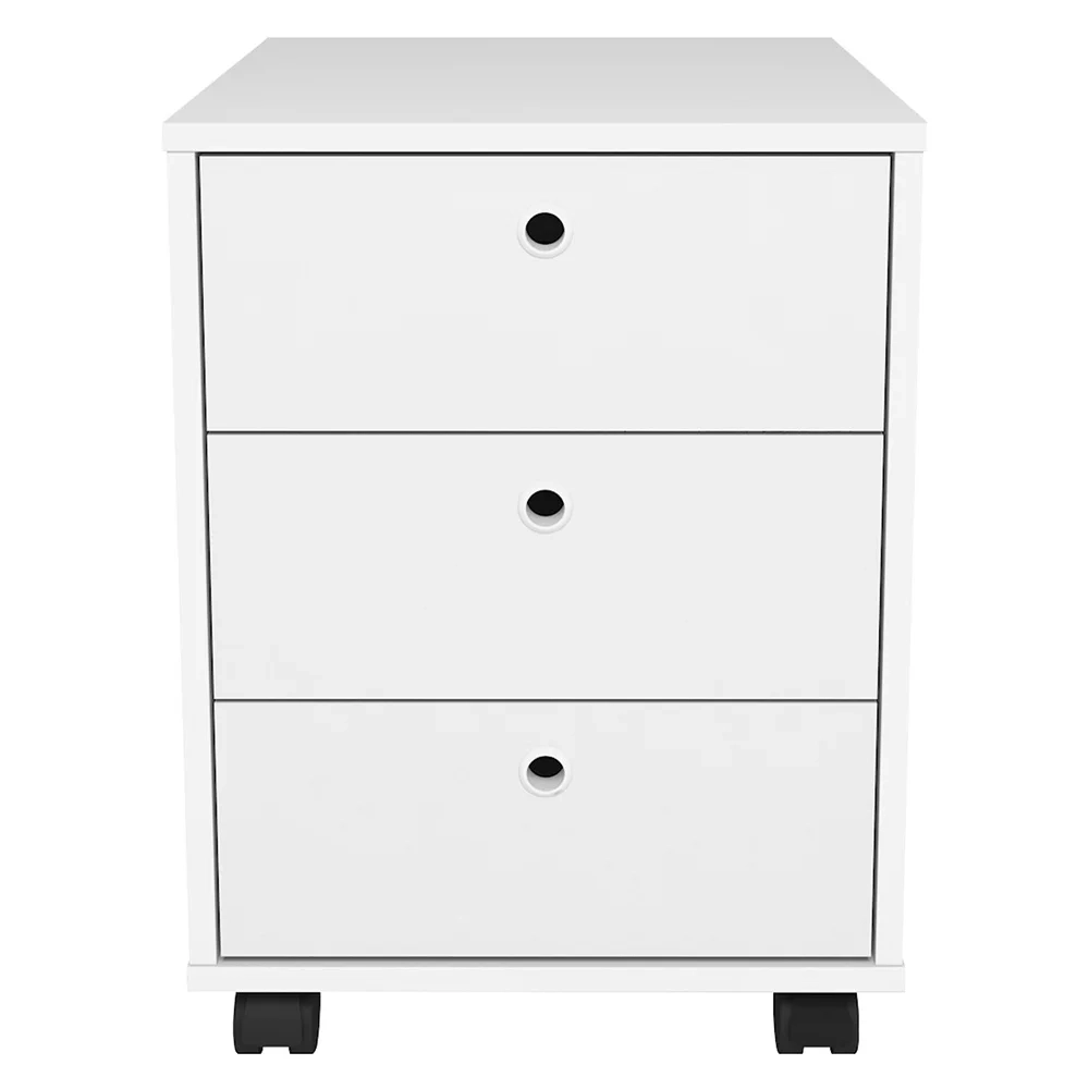 Mesa Escrivaninha 150cm Cris Tampo Vidro e Gaveteiro 3 Gavetas Nil A06 Branco - Mpozenato