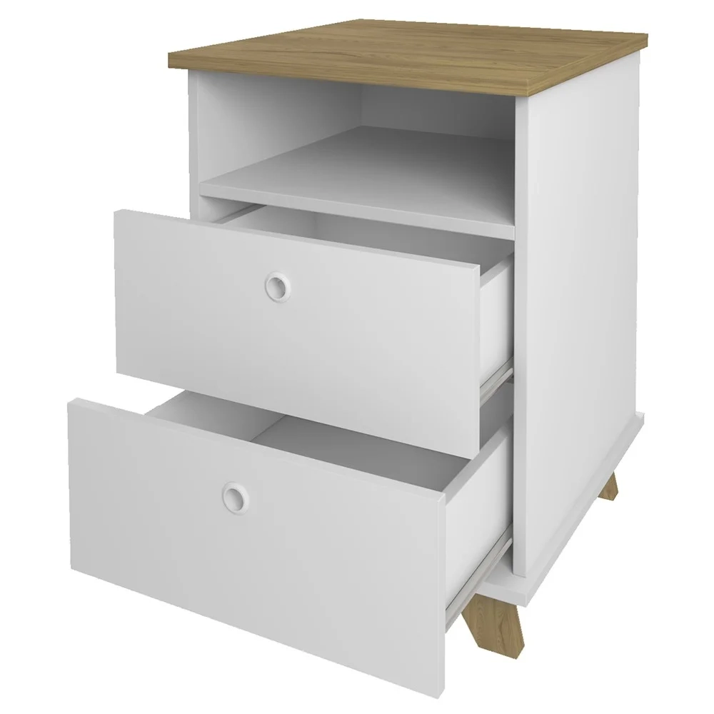 Conjunto Escritório Home Office 3 Peças Darte A06 Olmo/Branco - Mpozenato