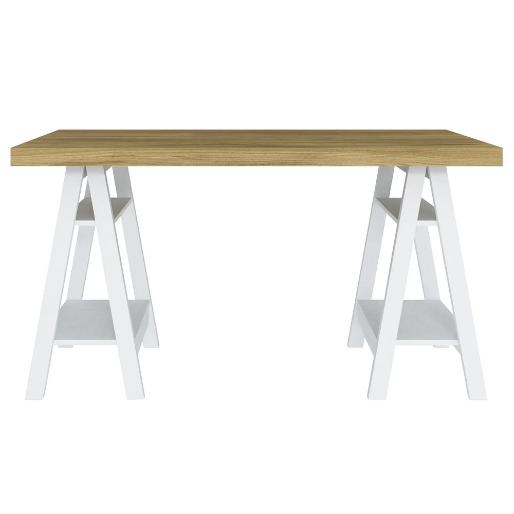 Conjunto Escritório Home Office 3 Peças Darte A06 Olmo/Branco - Mpozenato