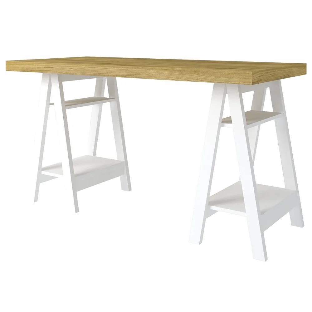 Conjunto Escritório Home Office 3 Peças Darte A06 Olmo/Branco - Mpozenato