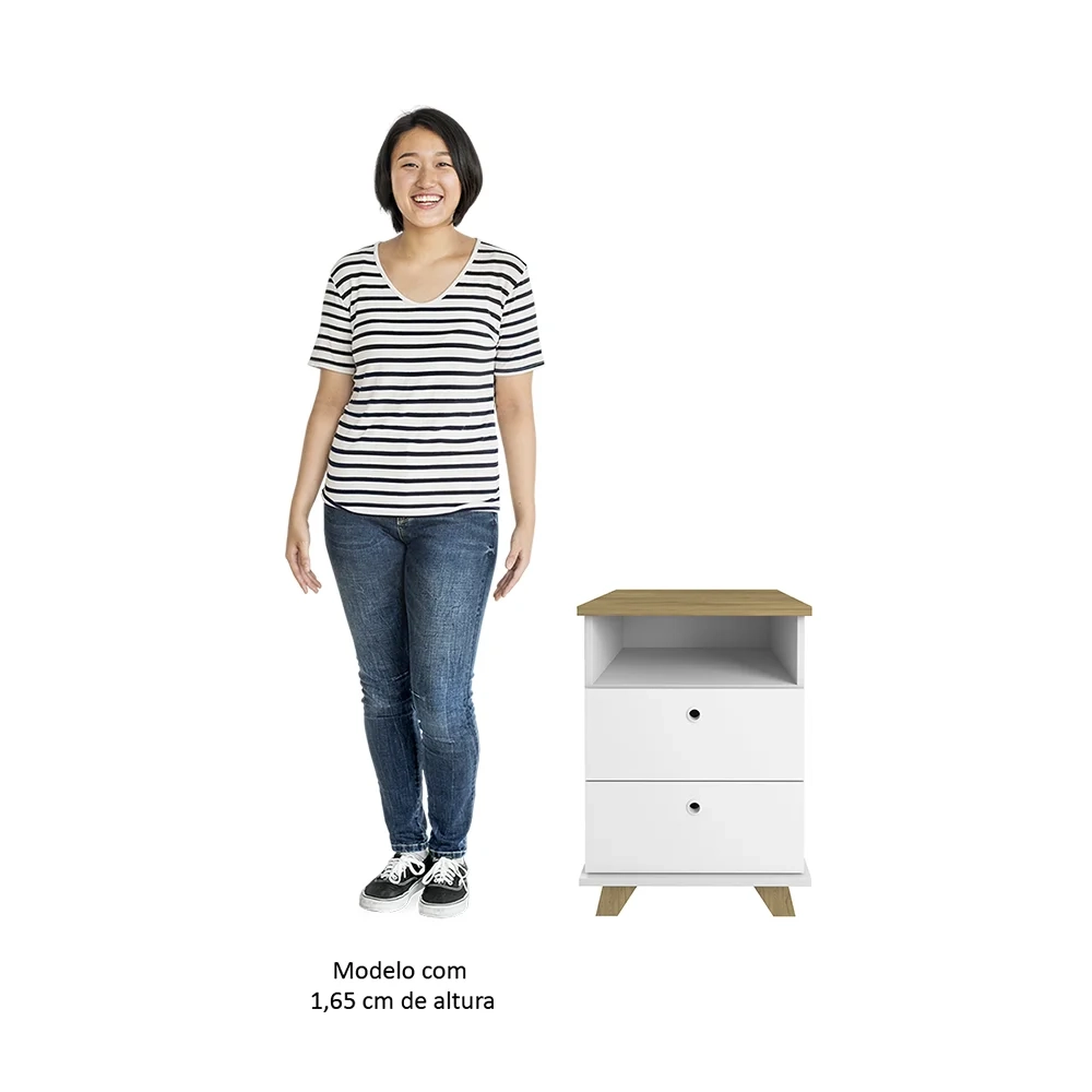 Conjunto Escritório Home Office 3 Peças Darte A06 Olmo/Branco - Mpozenato