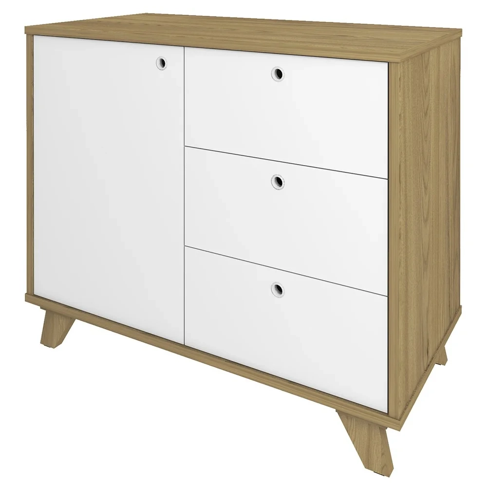 Conjunto Escritório Home Office 3 Peças Golden A06 Olmo/Branco - Mpozenato