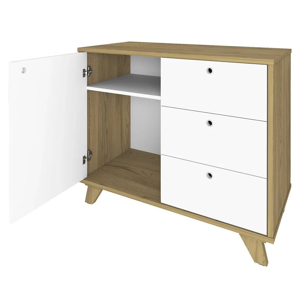 Conjunto Escritório Home Office 3 Peças Golden A06 Olmo/Branco - Mpozenato