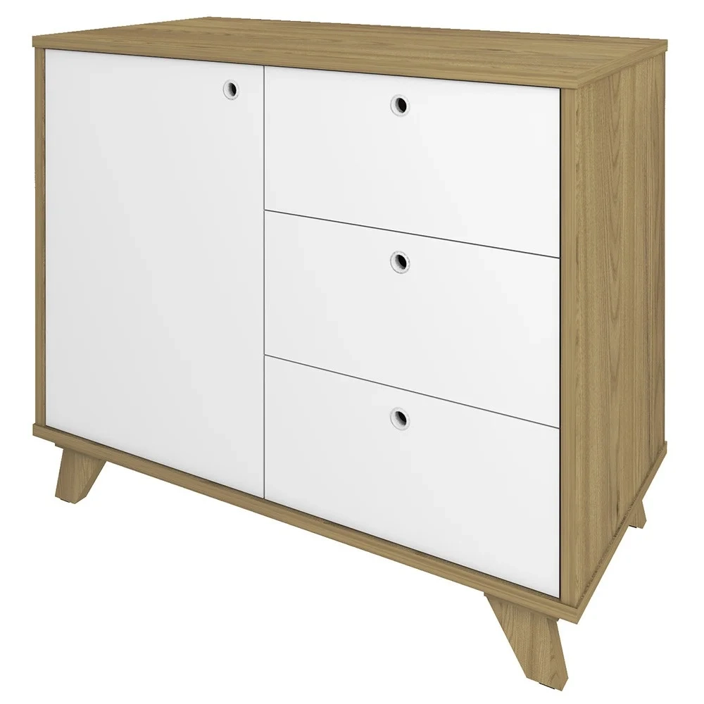 Conjunto Escritório Home Office 3 Peças Elai A06 Olmo/Branco - Mpozenato