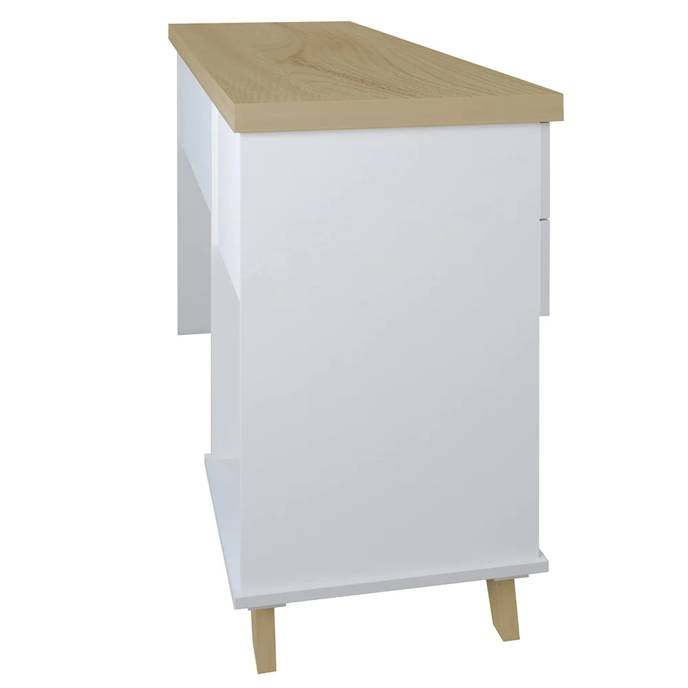 Mesa Escrivaninha 135cm Elai e Balcão 1 Porta 3 Gavetas Merano A06 Olmo/Branco - Mpozenato