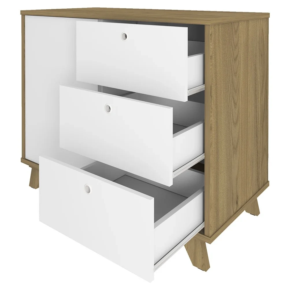 Mesa Escrivaninha 135cm Elai e Balcão 1 Porta 3 Gavetas Merano A06 Olmo/Branco - Mpozenato