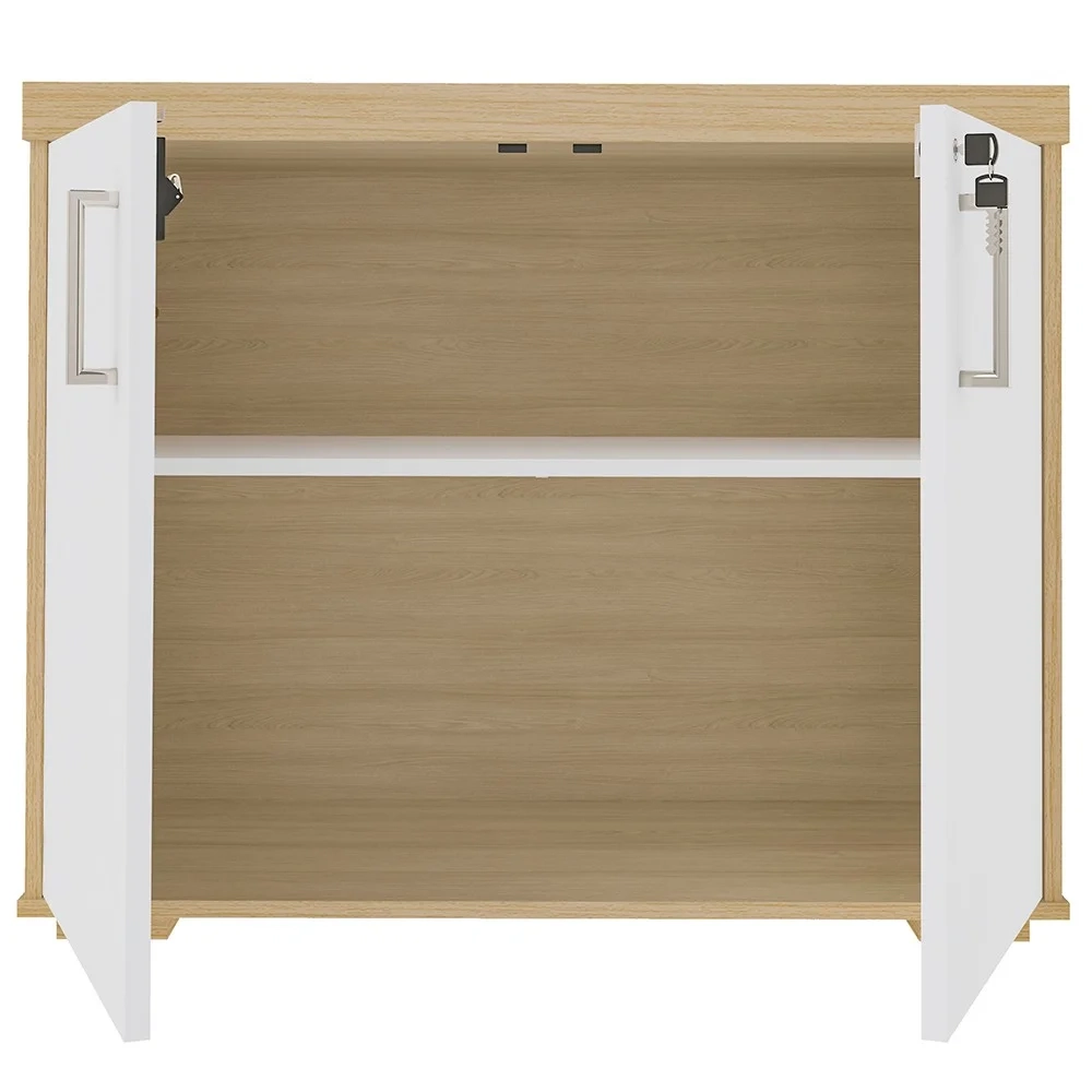 Conjunto Escritório Home Office 3 Peças Mesa em L Corp A06 Carvalho/Branco - Mpozenato