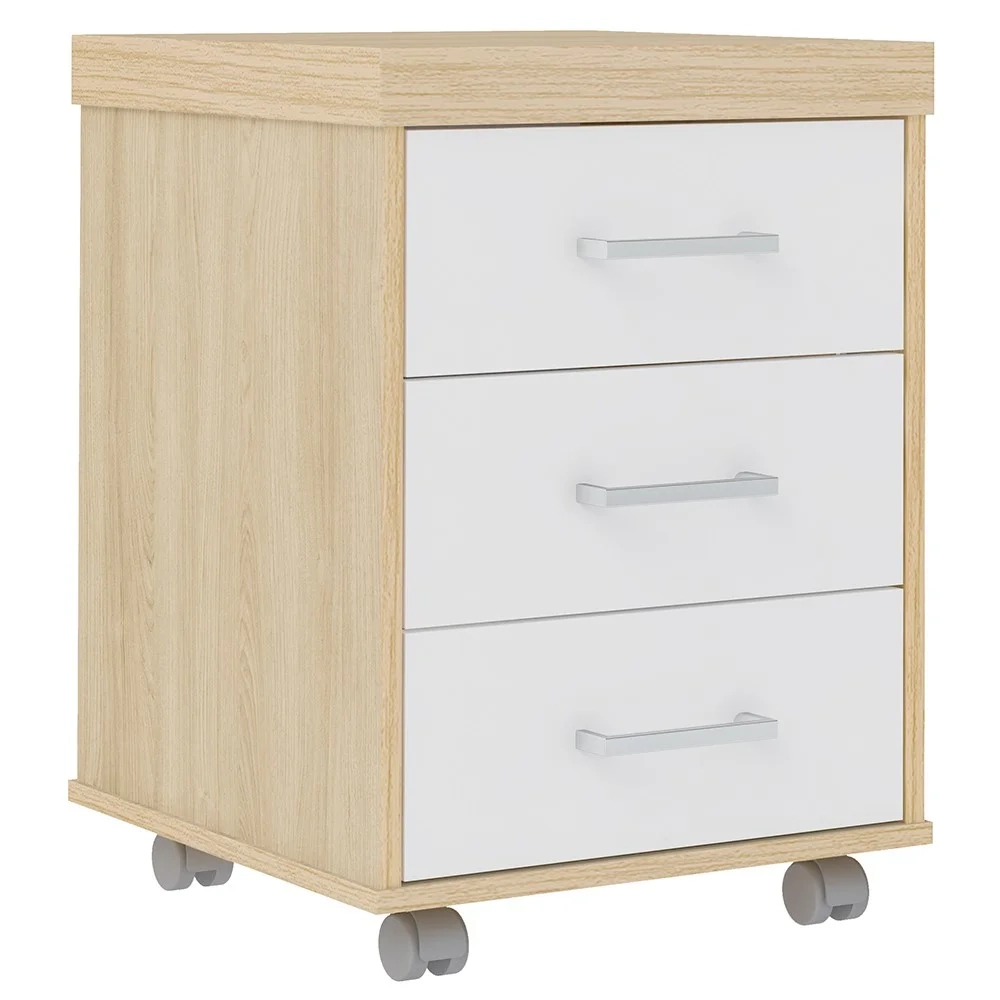 Conjunto Escritório Home Office 3 Peças Mesa em L Corp A06 Carvalho/Branco - Mpozenato