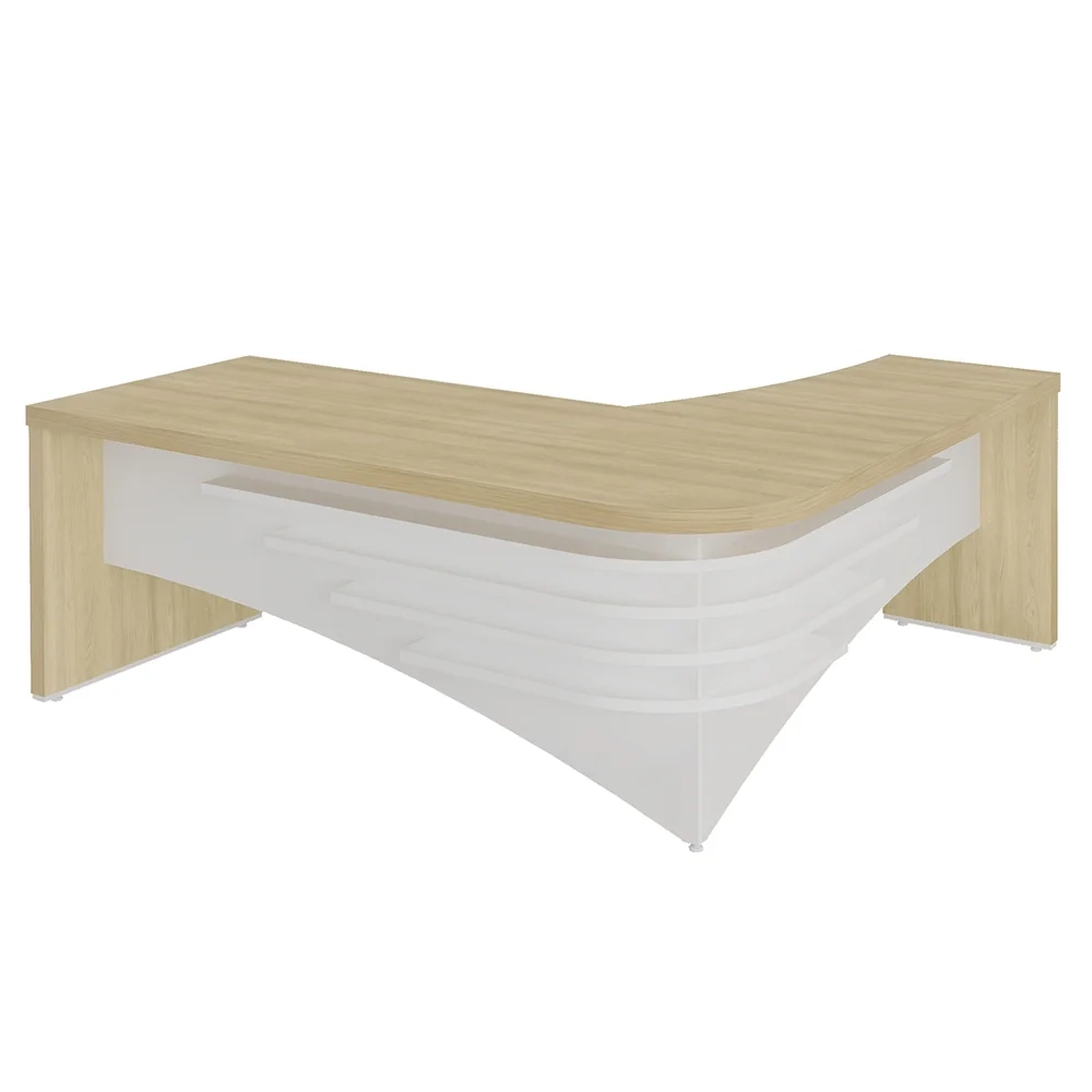 Conjunto Escritório Home Office 3 Peças Mesa em L Corp A06 Carvalho/Branco - Mpozenato