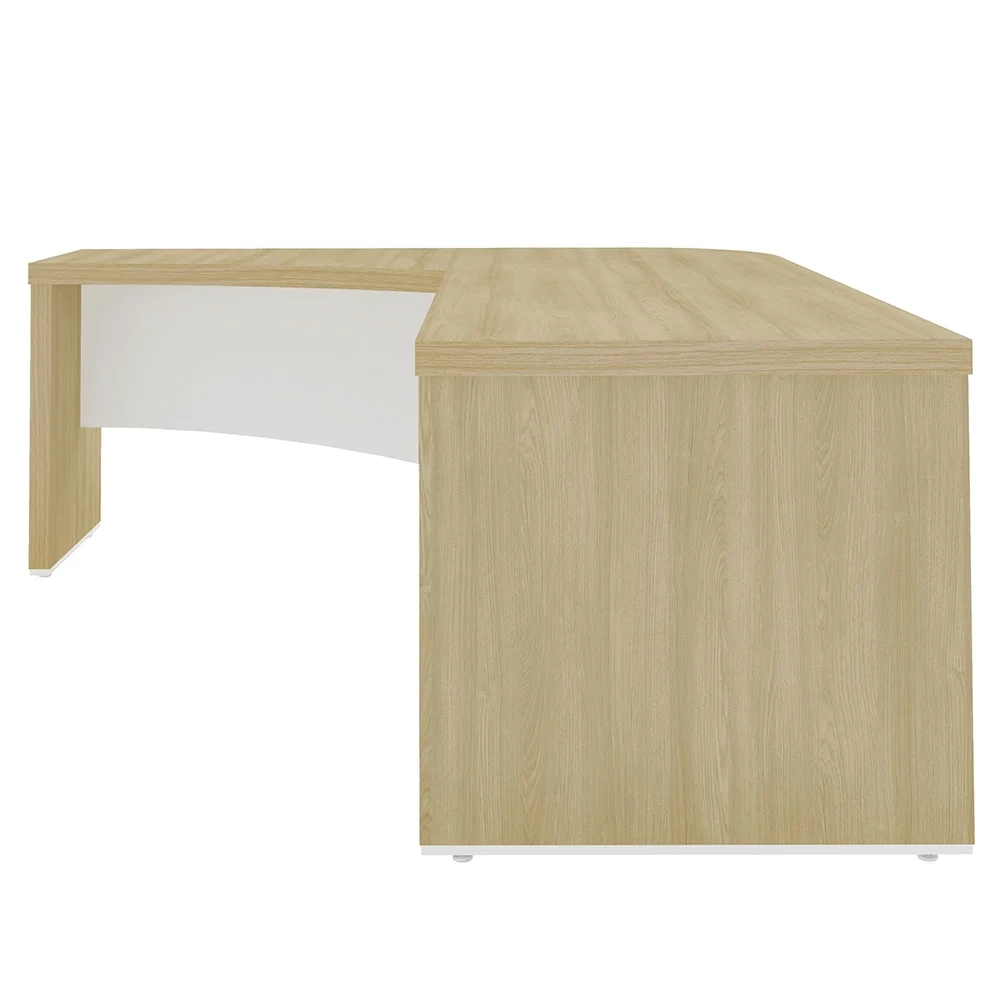 Conjunto Escritório Home Office 3 Peças Mesa em L Corp A06 Carvalho/Branco - Mpozenato