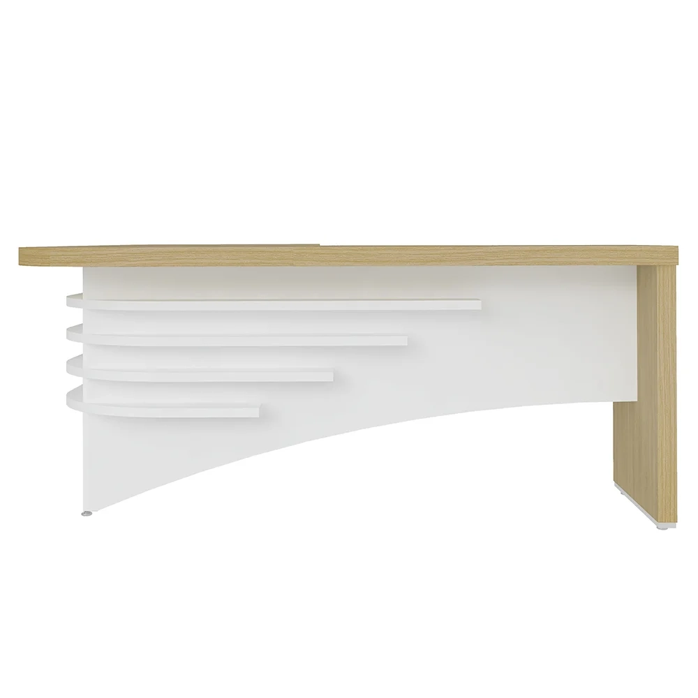 Conjunto Escritório Home Office 3 Peças Mesa em L Corp A06 Carvalho/Branco - Mpozenato