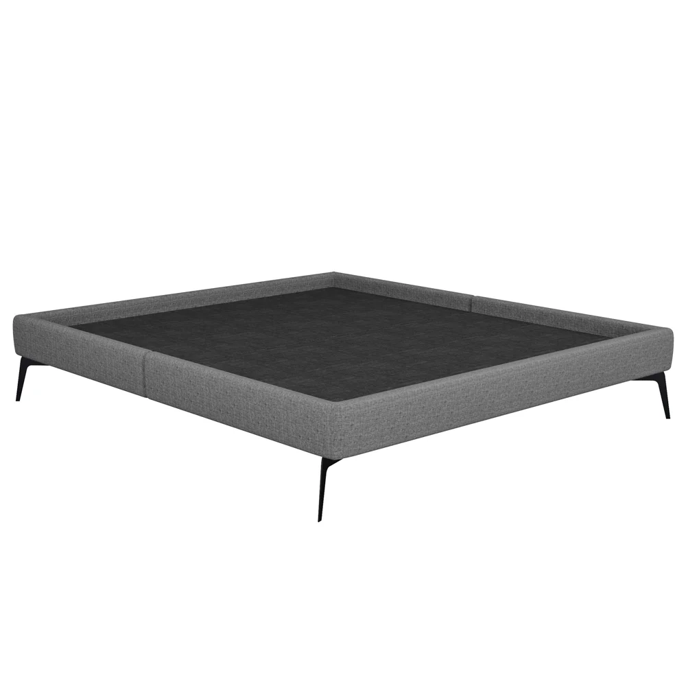 Cama Casal com Cabeceira 145cm Pés Metálicos Elisa S05 Linho Cinza - Mpozenato