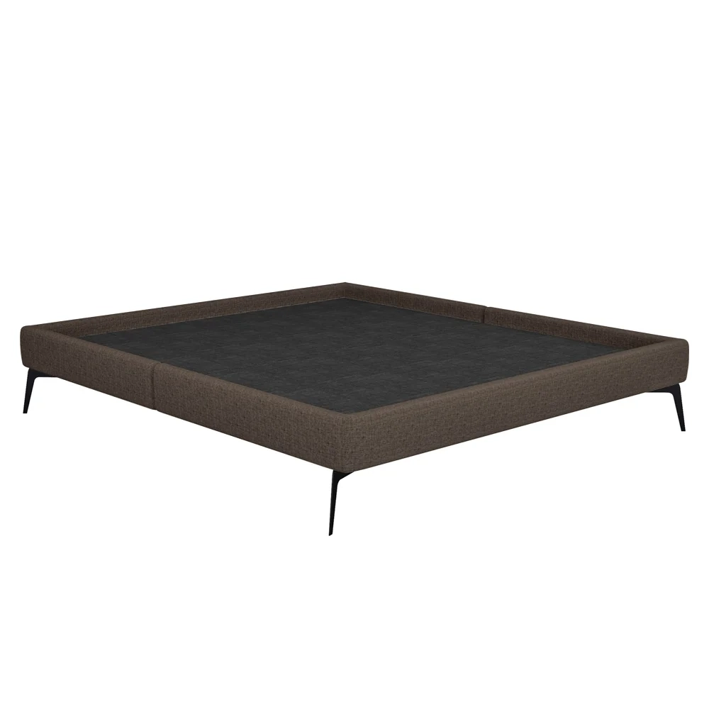 Cama Casal King com Cabeceira 199cm Pés Metálicos Elisa S05 Linho Marrom - Mpozenato