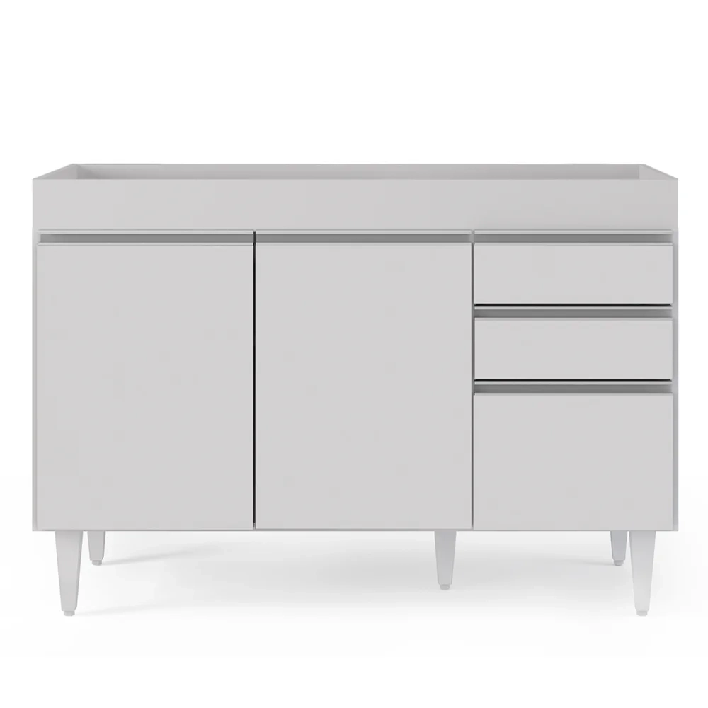 Armário de Cozinha Modulado de Canto 7 Peças CP19 Balcão sem Tampo Branco - Lumil