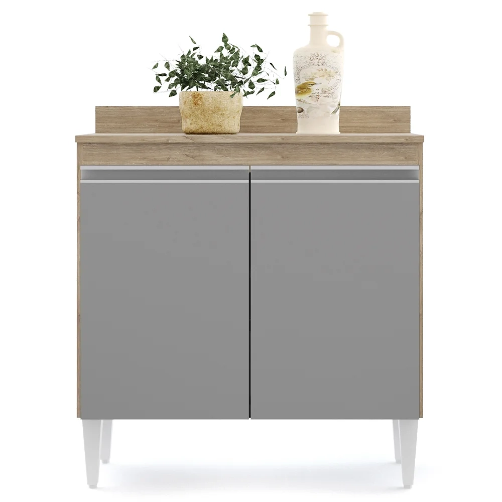 Armário de Cozinha Modulado de Canto 7 Peças CP19 Balcão sem Tampo Castanho/Cinza - Lumil