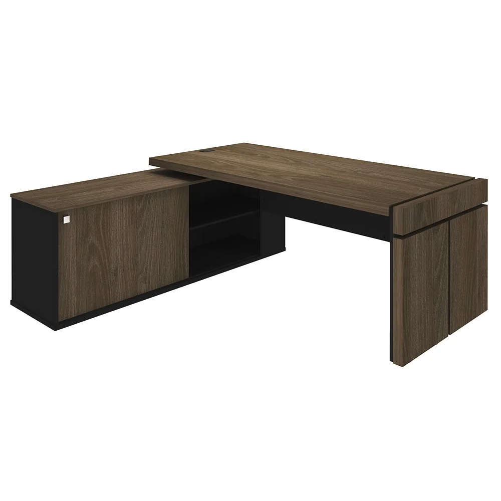 Conjunto Escritório Home Office 3 Peças Mesa Diretor Corp A06 Charuto/Preto - Mpozenato