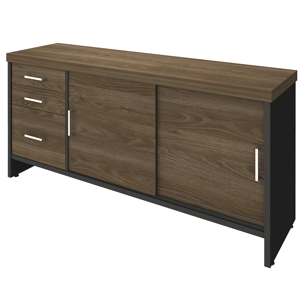 Conjunto Escritório Home Office 3 Peças Mesa Diretor Corp A06 Charuto/Preto - Mpozenato