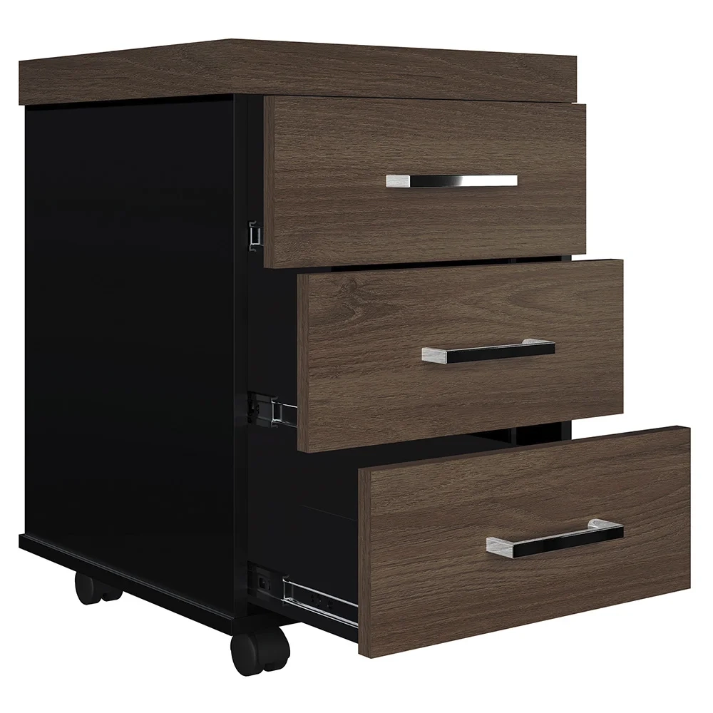 Conjunto Escritório Home Office 3 Peças Mesa Diretor Corp A06 Charuto/Preto - Mpozenato