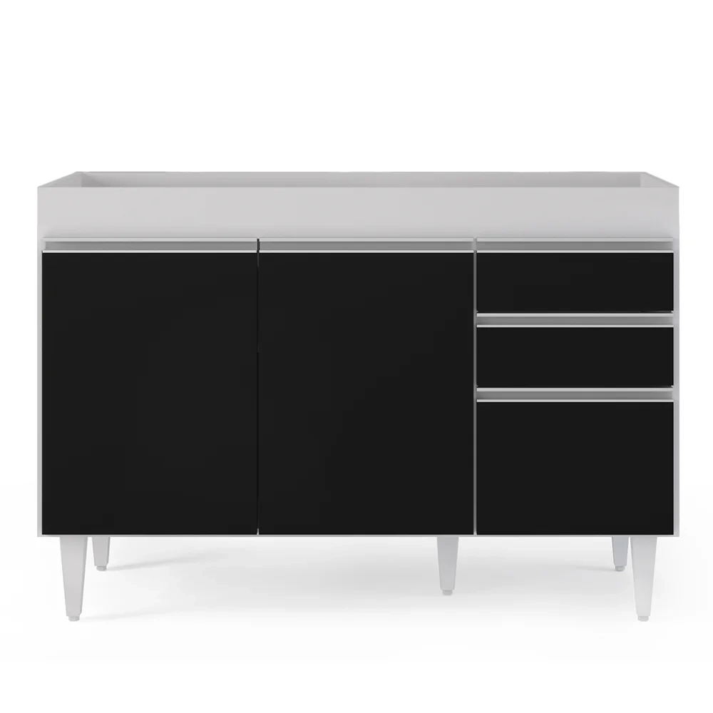 Armário de Cozinha Modulado de Canto 7 Peças CP19 Balcão sem Tampo Branco/Preto - Lumil