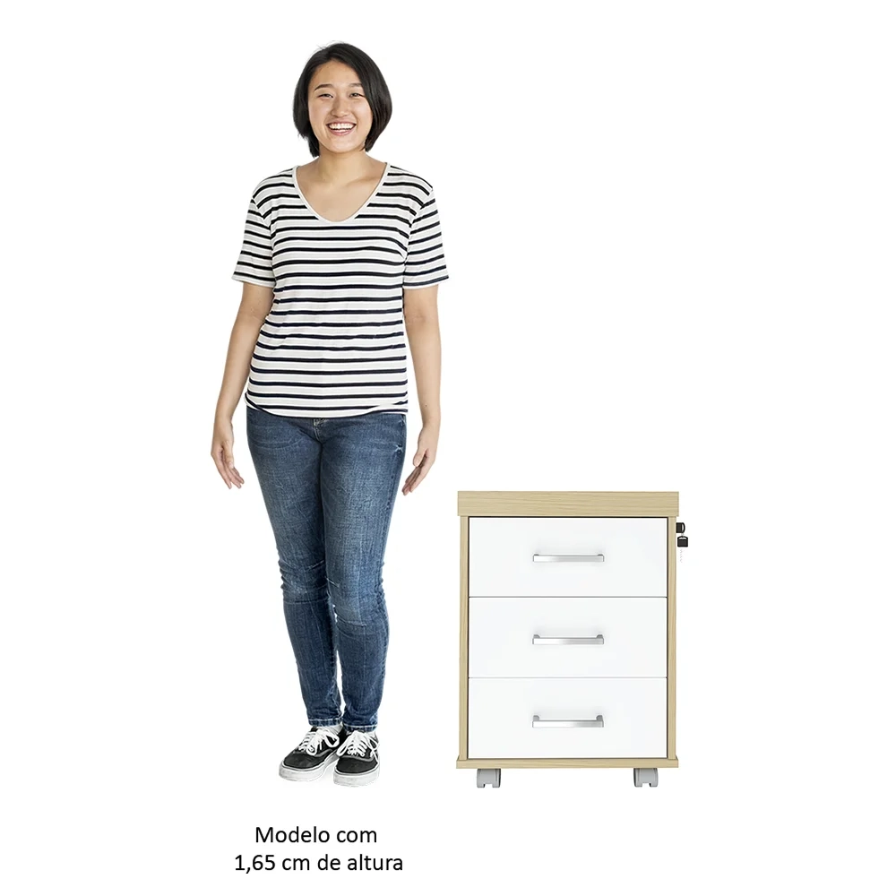 Conjunto Escritório Home Office 3 Peças Mesa Diretor Corp A06 Carvalho/Branco - Mpozenato