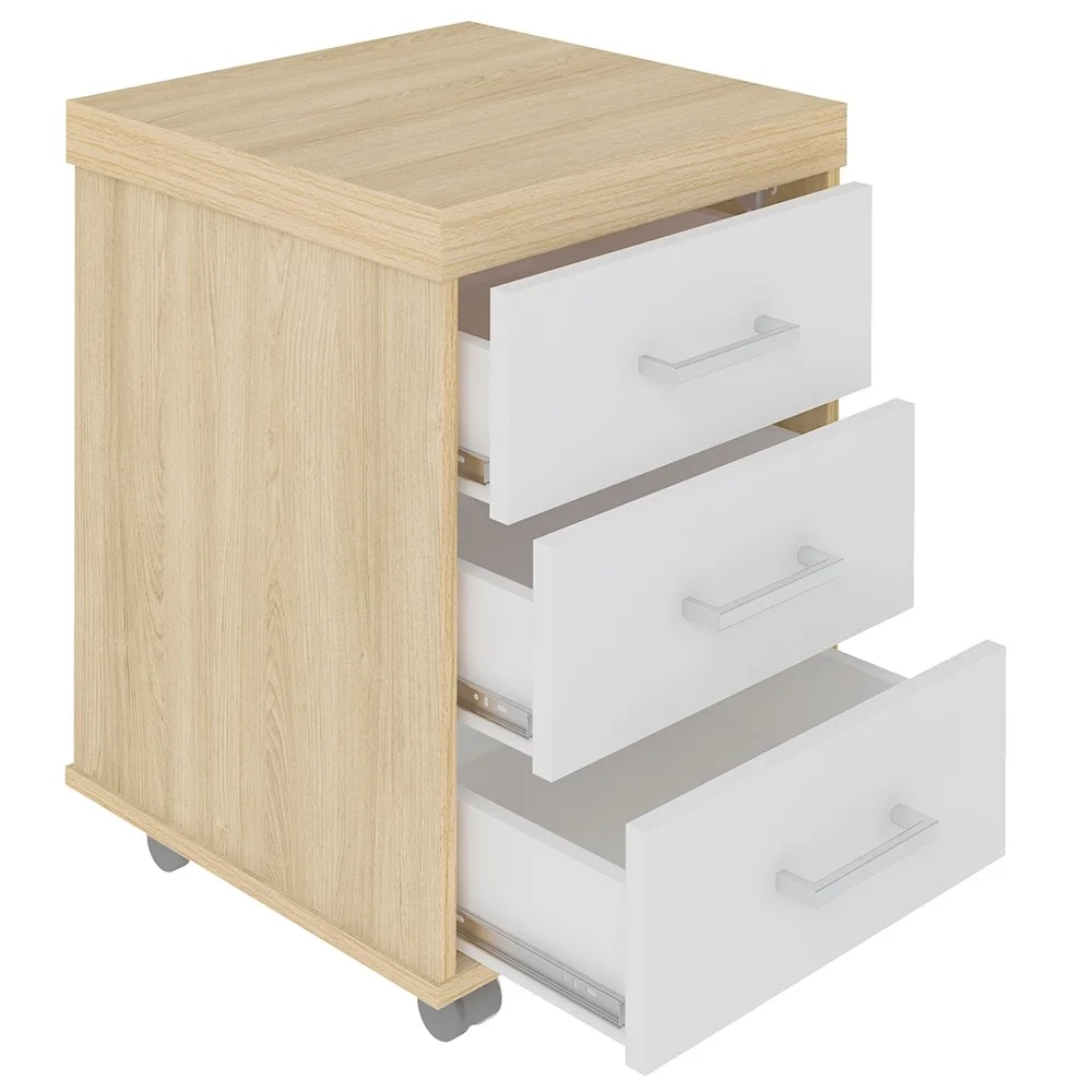 Conjunto Escritório Home Office 3 Peças Mesa Diretor Corp A06 Carvalho/Branco - Mpozenato