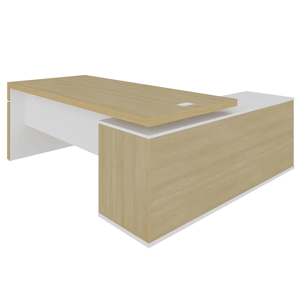 Conjunto Escritório Home Office 3 Peças Mesa Diretor Corp A06 Carvalho/Branco - Mpozenato