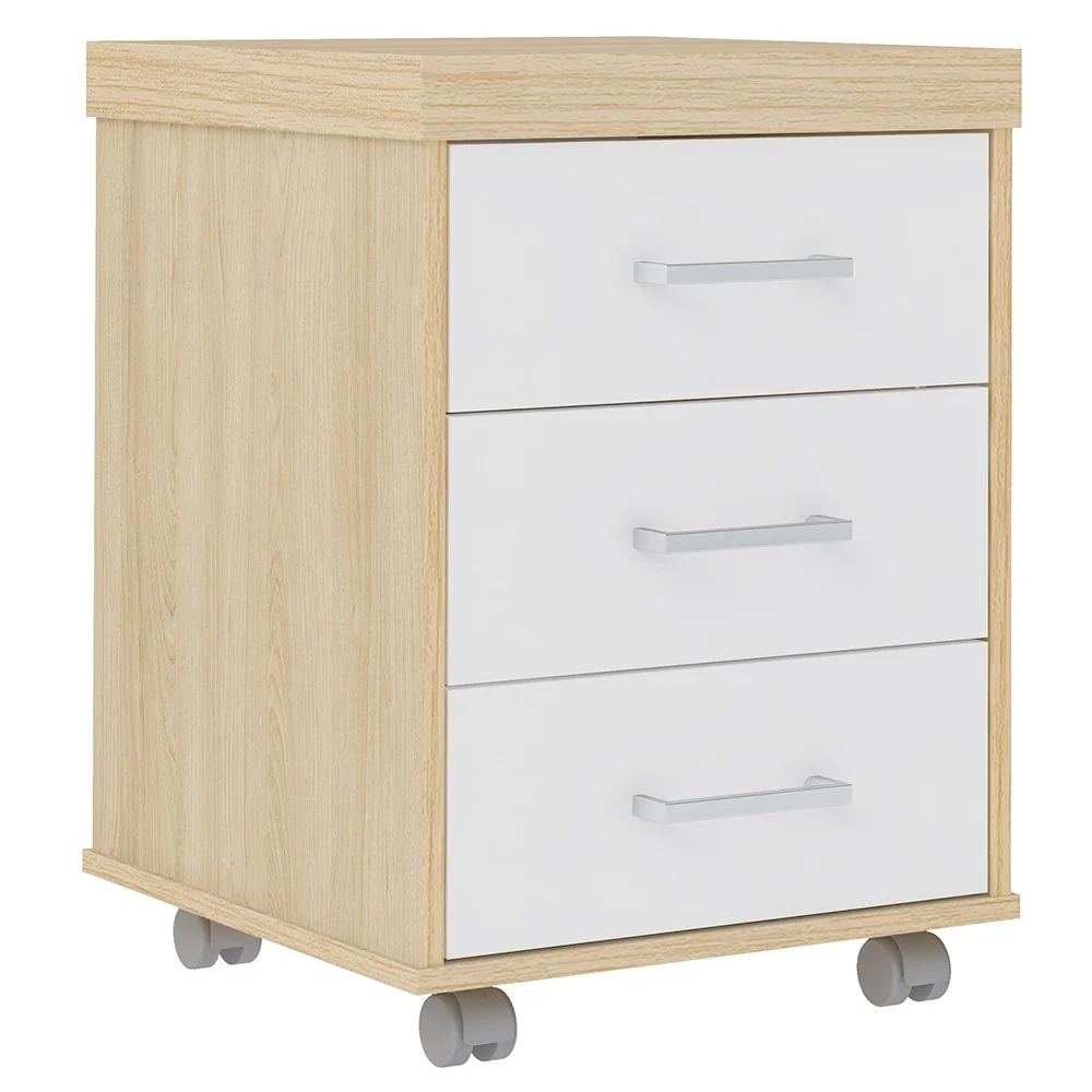 Conjunto Escritório Home Office 3 Peças Mesa Diretor Corp A06 Carvalho/Branco - Mpozenato