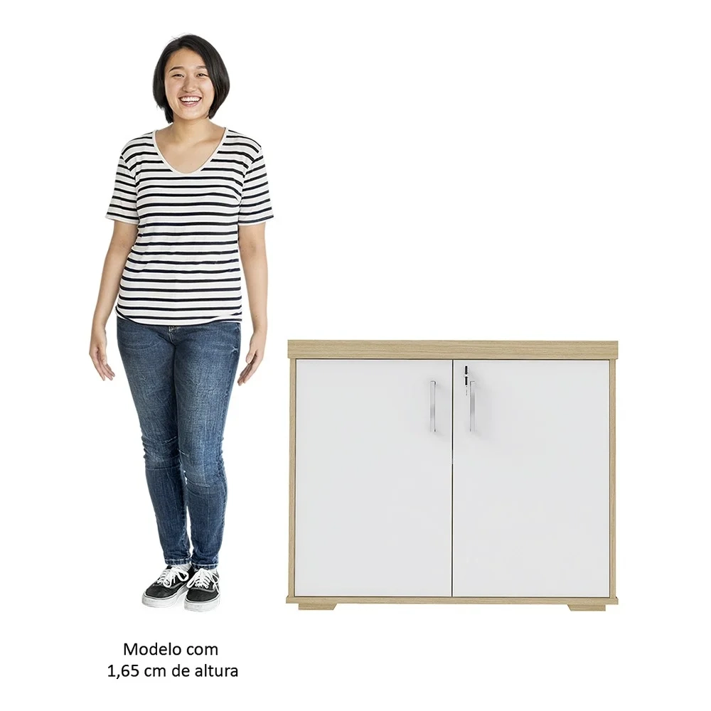 Conjunto Escritório Home Office 3 Peças Mesa Diretor Corp A06 Carvalho/Branco - Mpozenato