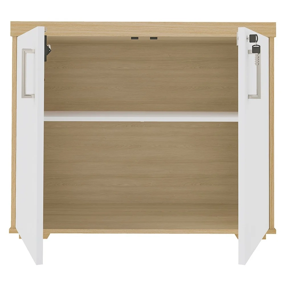 Conjunto Escritório Home Office 3 Peças Mesa Diretor Corp A06 Carvalho/Branco - Mpozenato