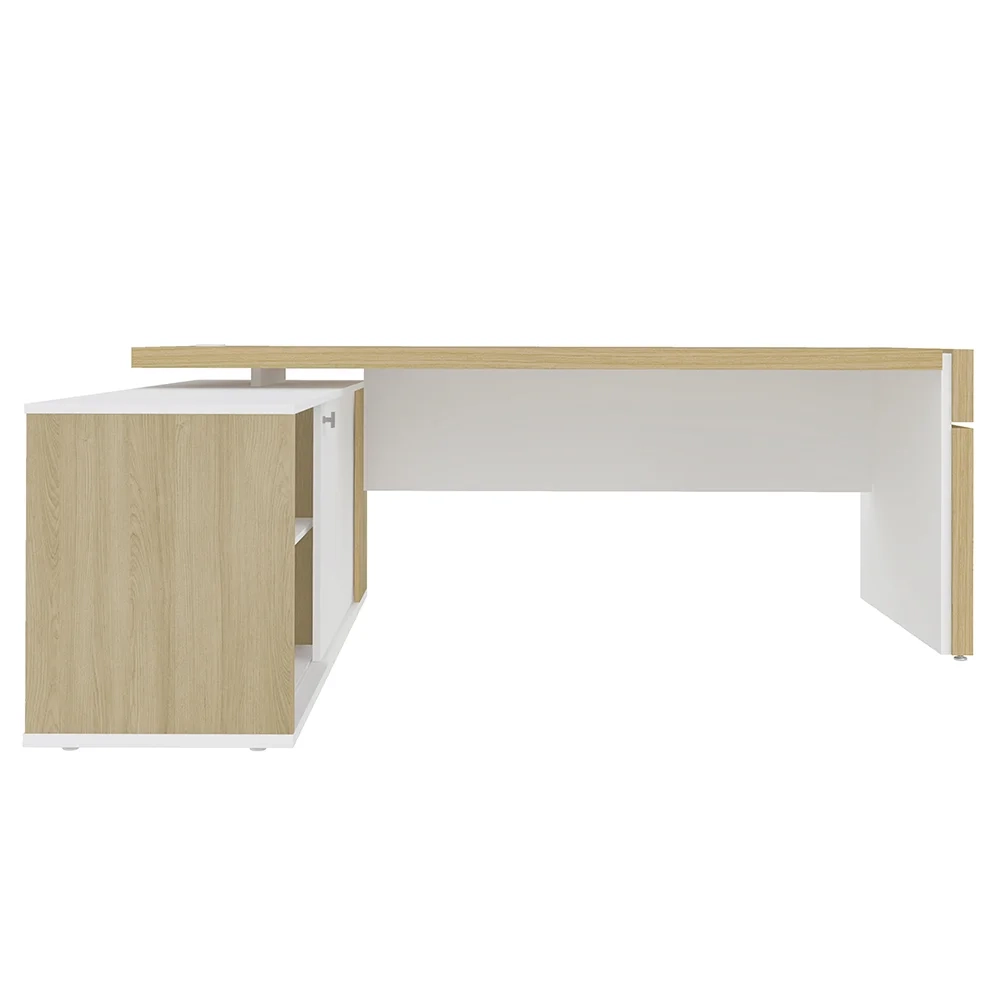 Conjunto Escritório Home Office 3 Peças Mesa Diretor Corp A06 Carvalho/Branco - Mpozenato