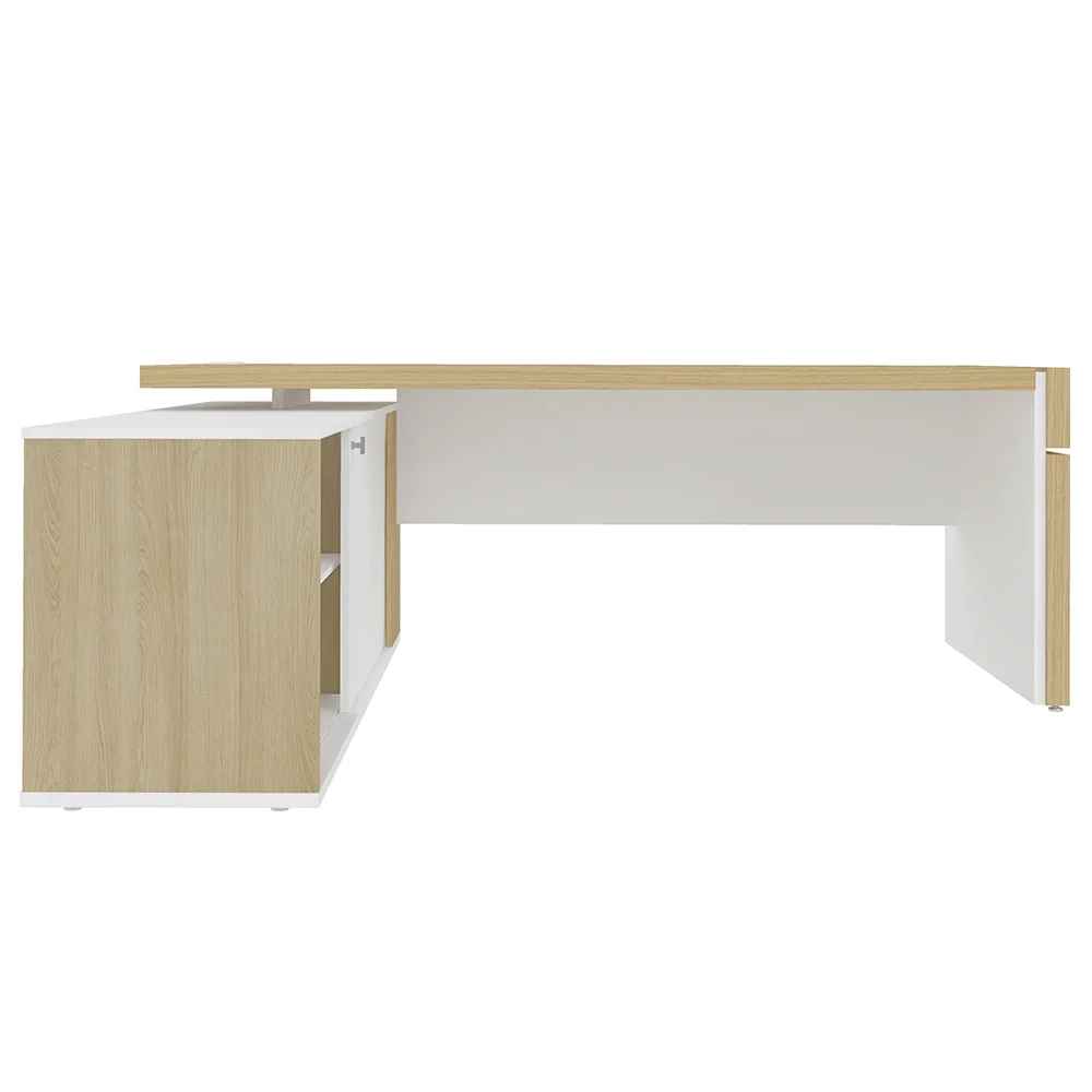 Conjunto Escritório Home Office 4 Peças Mesa Diretor Corp A06 Carvalho/Branco - Mpozenato