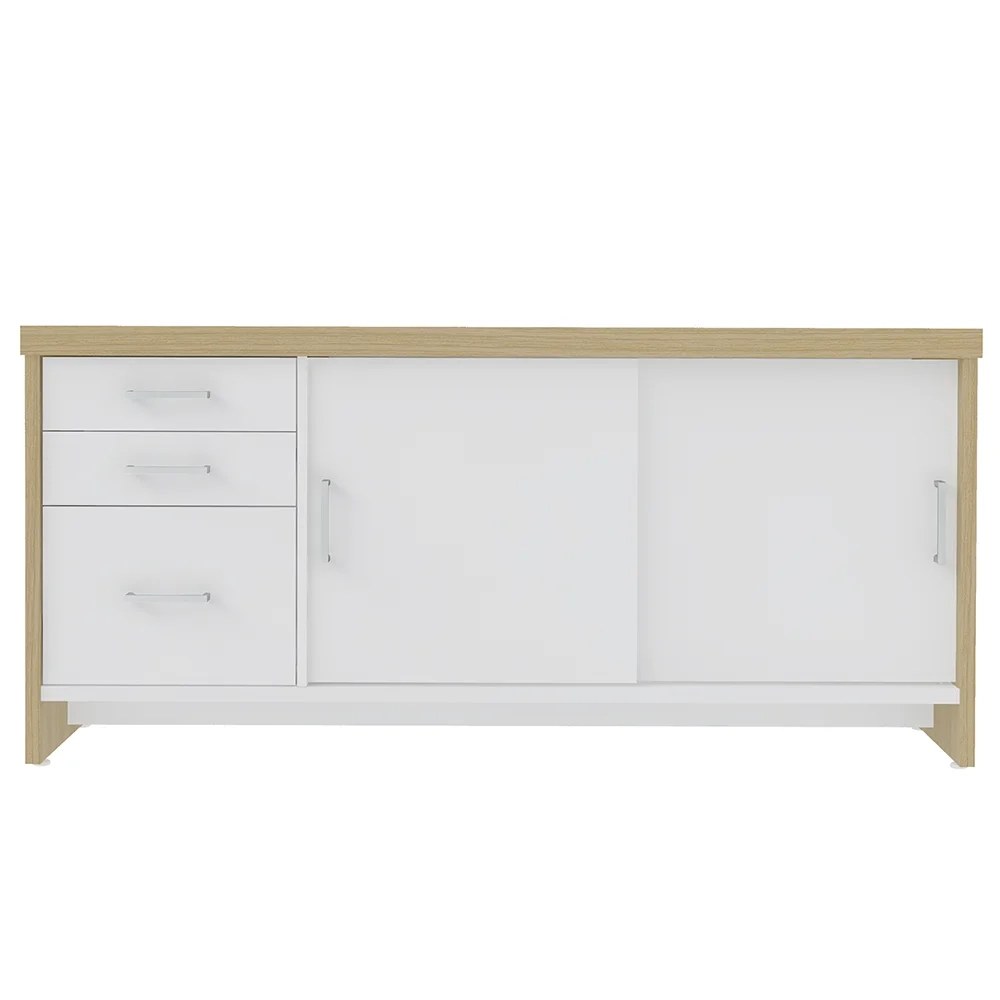 Conjunto Escritório Home Office 4 Peças Mesa Diretor Corp A06 Carvalho/Branco - Mpozenato