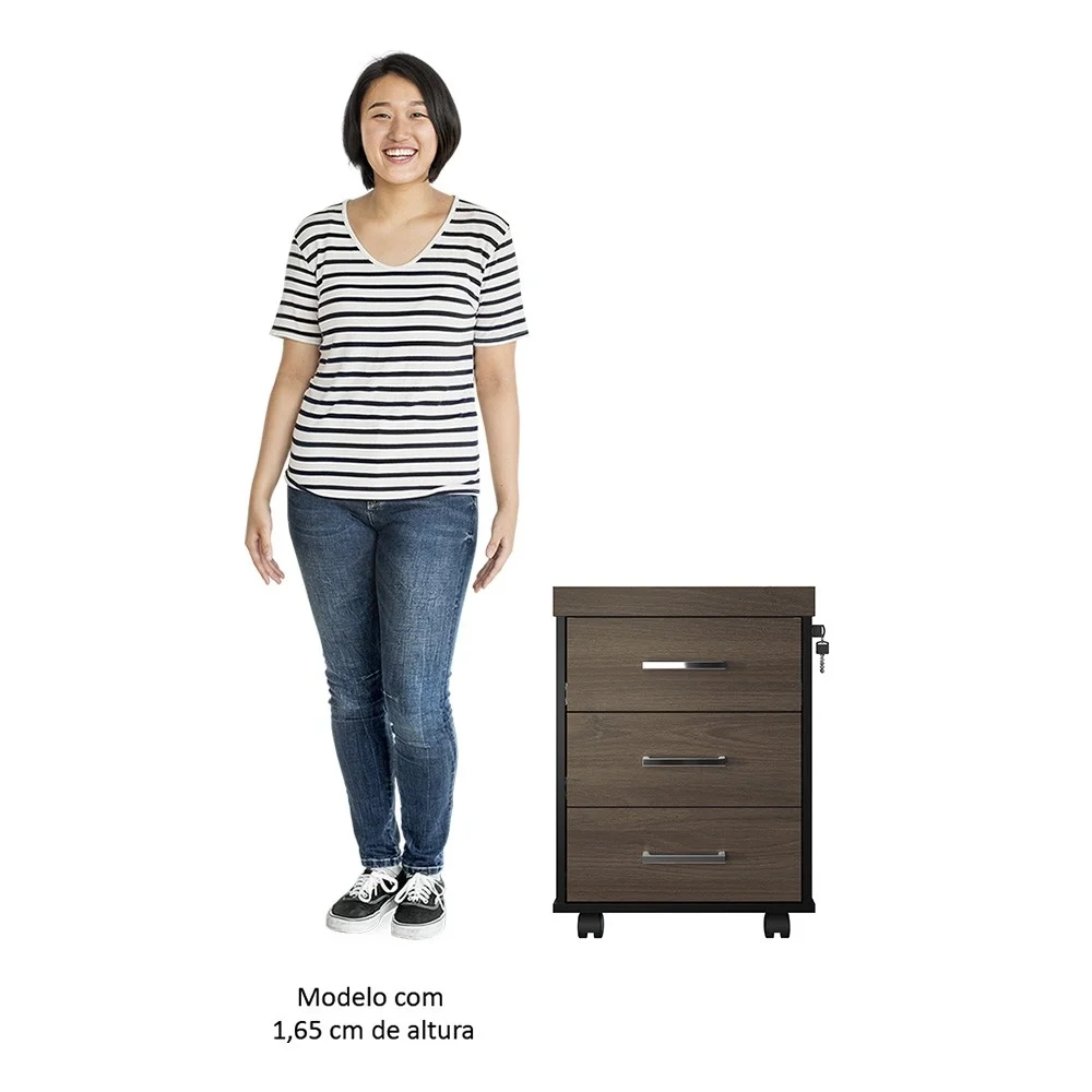 Conjunto Escritório Home Office 4 Peças Mesa Diretor Corp A06 Charuto/Preto - Mpozenato