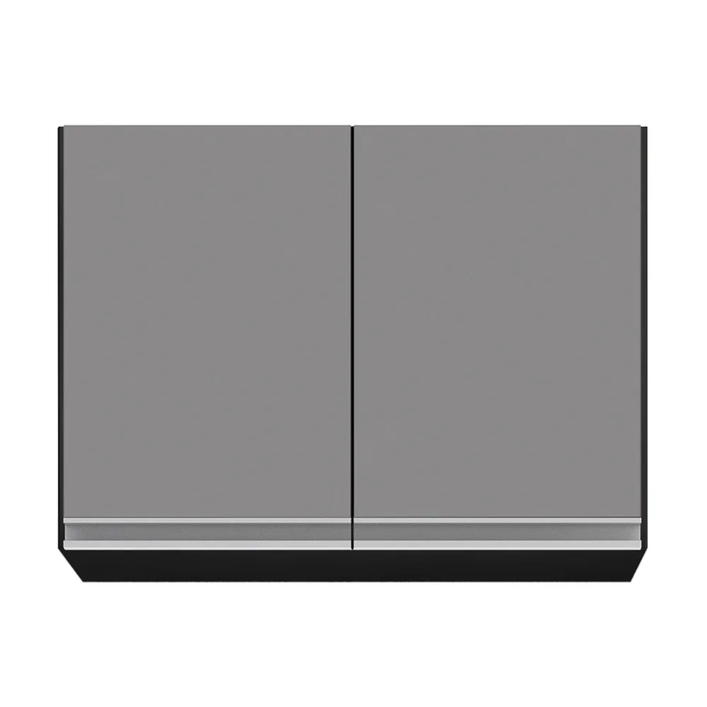 Armário de Cozinha Modulado de Canto 8 Peças CP26 Balcão com Tampo Preto/Cinza - Lumil