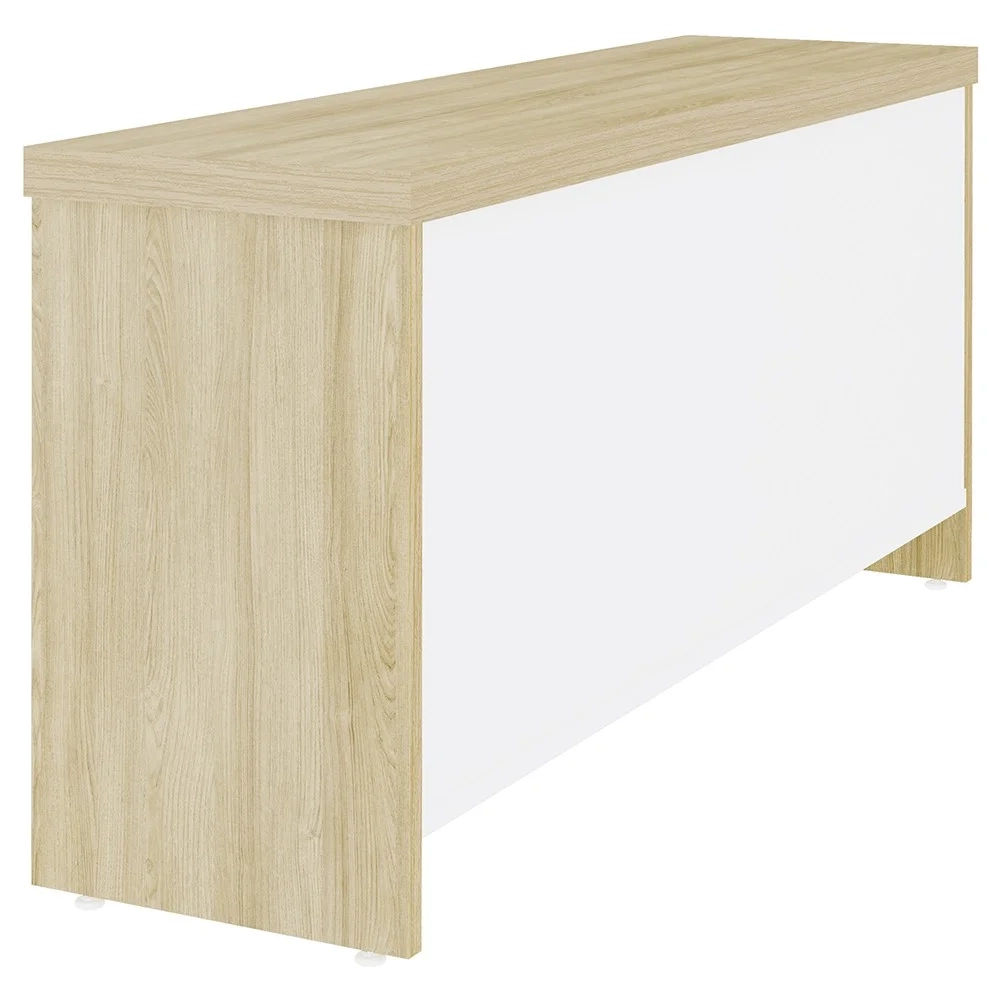 Conjunto Balcão Recepção em L e Balcão 2 Portas 3 Gavetas Corp A06 Olmo/Branco - Mpozenato
