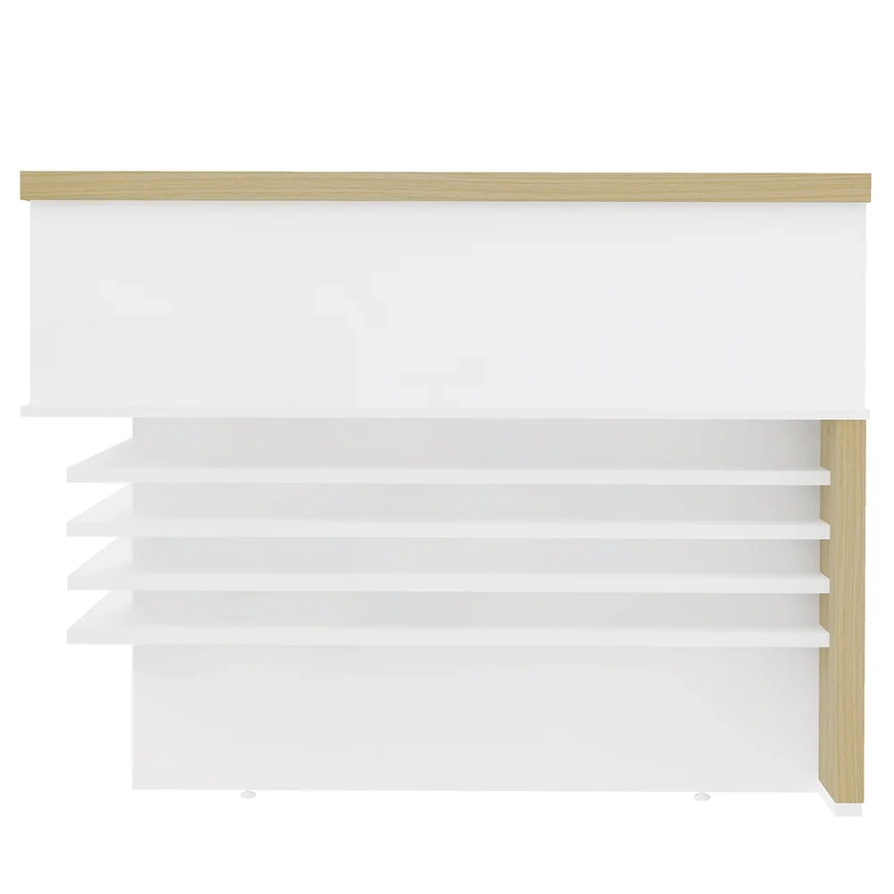 Conjunto Balcão Recepção em L e Balcão 2 Portas 3 Gavetas Corp A06 Olmo/Branco - Mpozenato