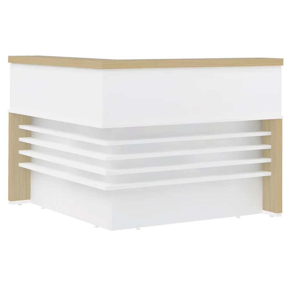 Conjunto Balcão Recepção em L e Balcão 2 Portas 3 Gavetas Corp A06 Olmo/Branco - Mpozenato